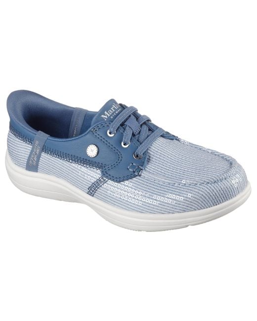 Skechers Blue Martha Stewart On-the-go Flex Radiant Hands Free Slip-ins Sequin Boat Shoe