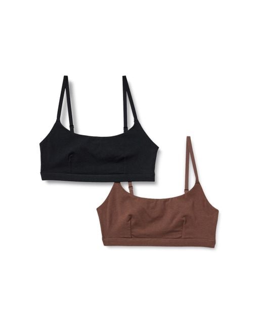 Bralette redondo de punto de algodón sin cierre Mujer Amazon Essentials de color Brown
