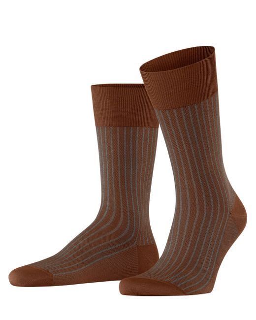 Falke Brown Oxford Stripe M So Cotton Patterned 1 Pair Socks for men