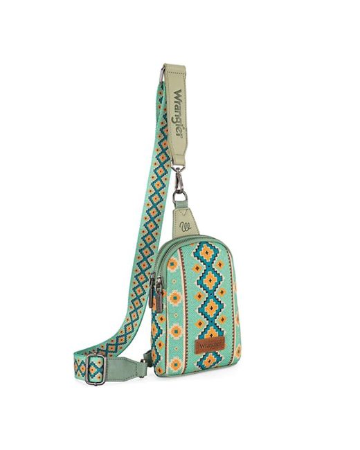 Wrangler Green Aztec Sling Bag Southwest Crossbody Bags Trendy Chest Bag
