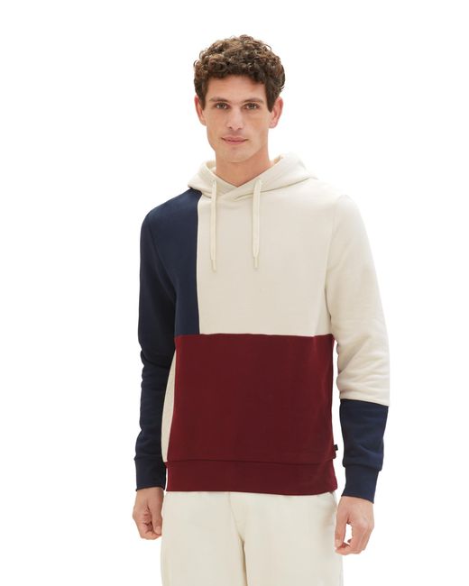 Tom Tailor Hoodie Sweatshirt mit Colorblocking in Red für Herren