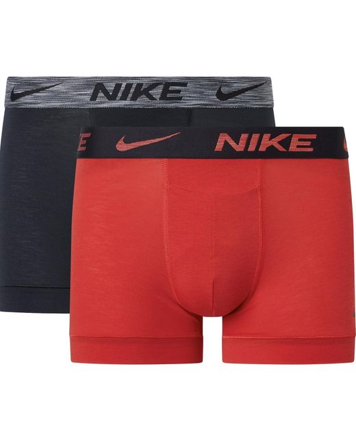 Nike Red Dri-fit Reluxe Extra-soft 2 Pack Trunks With Stretch for men