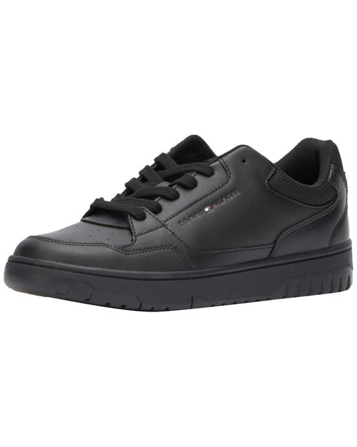 Tommy Hilfiger Black Th Basket Core Leather Sneaker for men