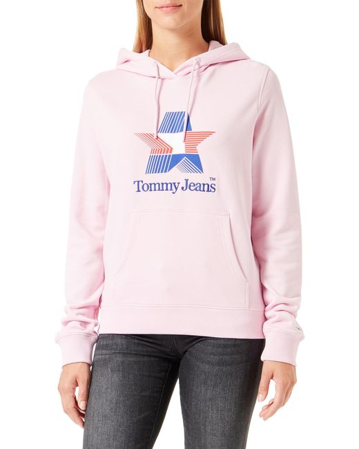 Tommy Hilfiger Pink Tommy Jeans Tjw Reg Tj Star Hoodie Hooded Sweatshirt