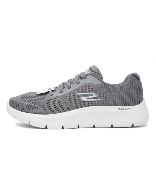 Skechers Gray Lace-up Shoes Go Walk Flex Trainers Synthetic Casual Elegant Shoes Plain Go Walk Trainers Grey Comfortable for men