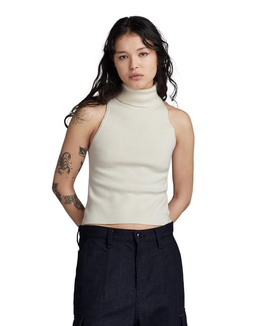 G-Star RAW White Ny Raw Slim Knitted Top