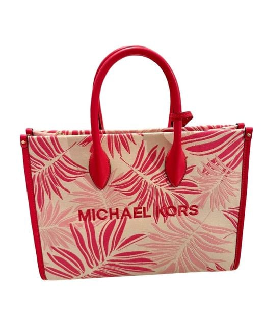 Michael Kors Red Mirella Medium Tote Bag With Shoulder Strap