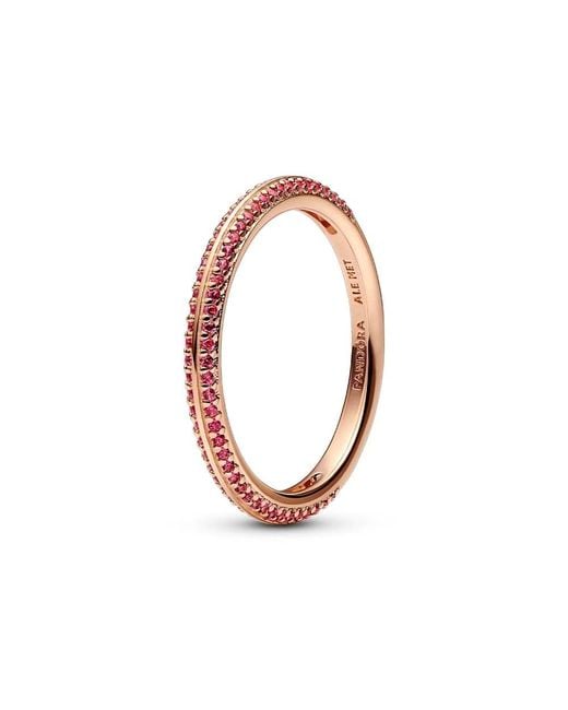 Pandora Pink ME Pavé Ring Größe 58 aus rosévergoldeter Metalllegierung mit syntetischen Rubinen