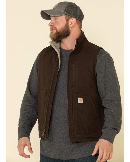 Carhartt Weste mit Sherpa-Futter und Stehkragen mit Lockerer Passform Arbeits-Utility-Oberbekleidung in Brown für Herren