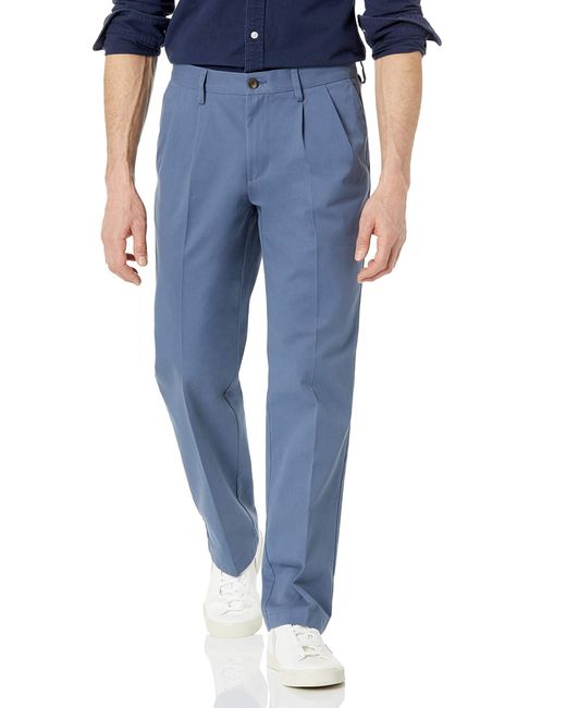 Pantalón Chino Plisado Amazon Essentials de color Blue