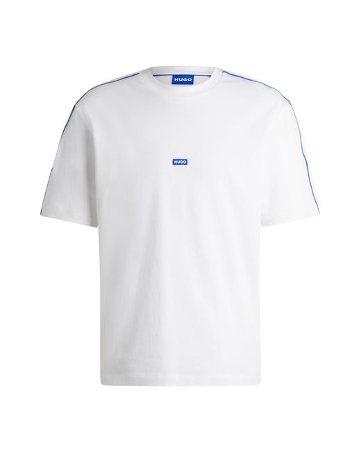 HUGO Neloy T-Shirt aus Baumwoll-Jersey mit Tape-Besatz Weiß L in White für Herren