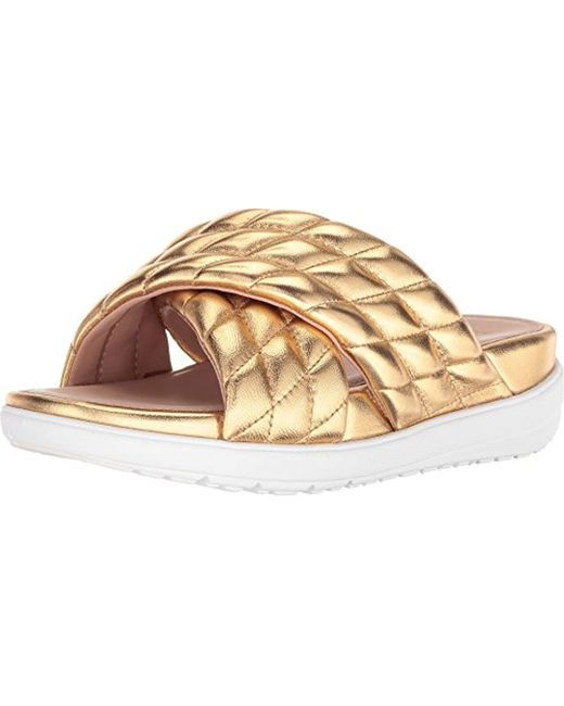 Fitflop Metallic S Loosh Luxe¿ Cross Slide Leather Sandals
