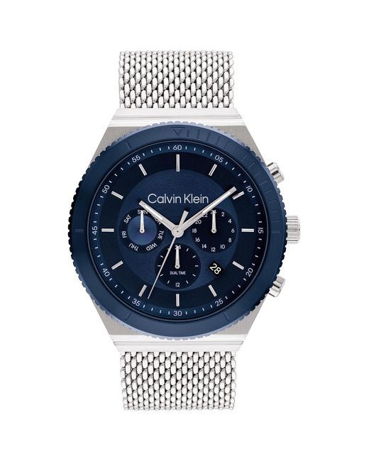 Orologio Analogico Multifunzione al Quarzo da Uomo Collezione CK FEARLESS con Cinturino in Maglia Metallica in di Calvin Klein in Blue da Uomo