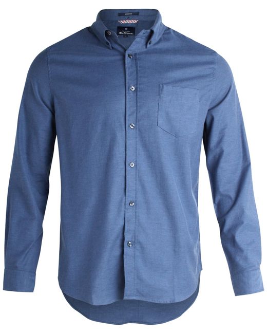 Ben Sherman Blue Classic Fit Long Sleeve Button Down Shirt - Casual Dress Shirt For for men