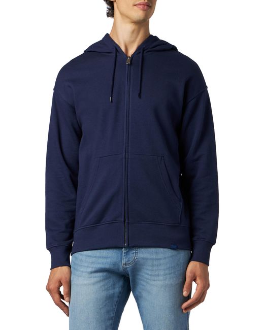 Benetton Blue Jacket C/cap M/l 3j68u5001 Hooded Sweatshirt for men
