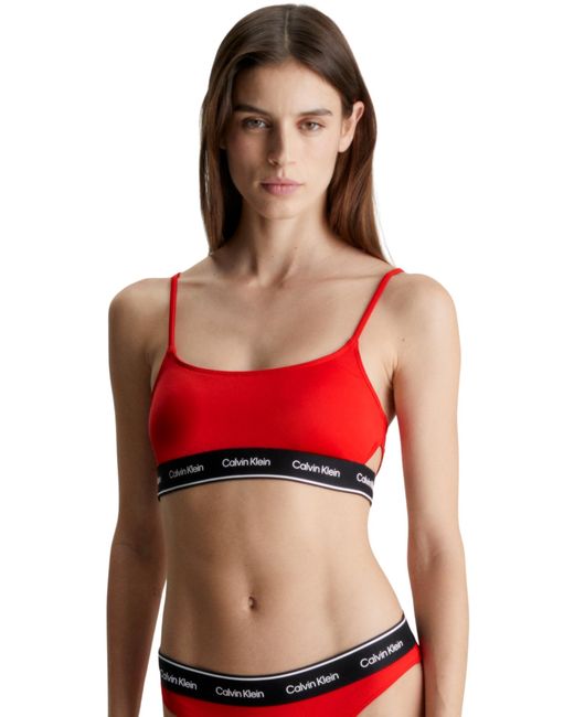 Top de Bikini Tipo Bralette sin Aros para Mujer Calvin Klein de color Red