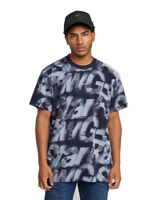 G-Star Sprayed Letters Loose R T T-shirt in het Blue voor heren