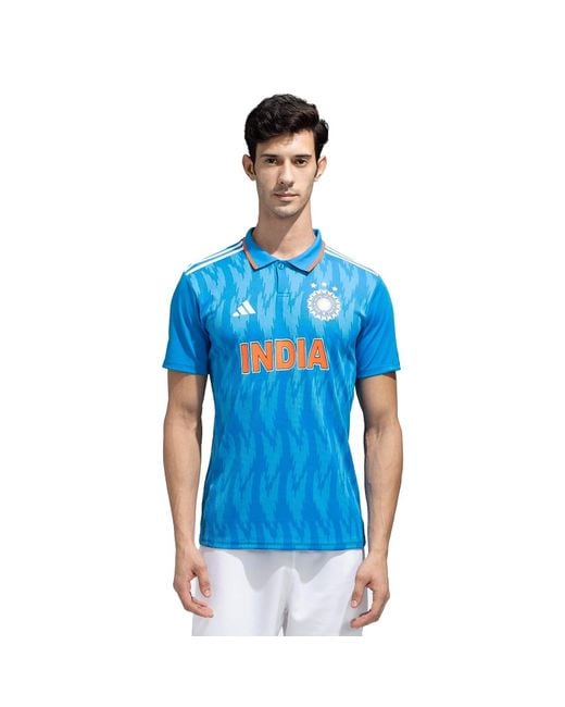 Adidas Official India Cricket Odi Fan Jersey Bright Blue