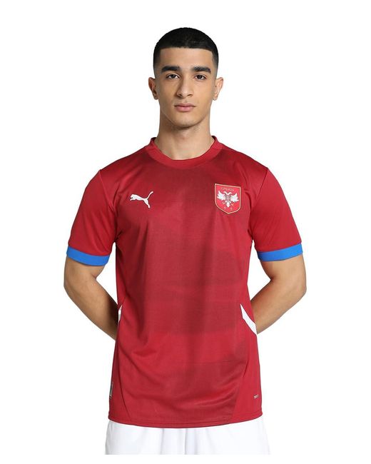 PUMA 2024-2025 Serbien Home Football Soccer T-Shirt Trikot in Red für Herren