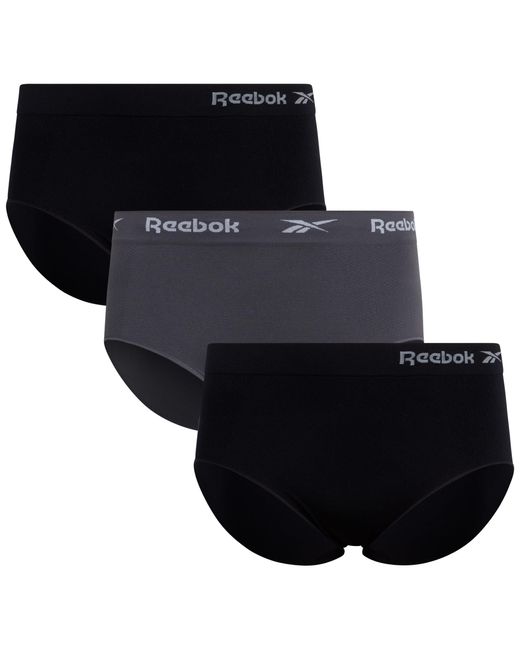 Reebok Black Underwear – 3 Pack Plus Size Seamless Hipster Briefs