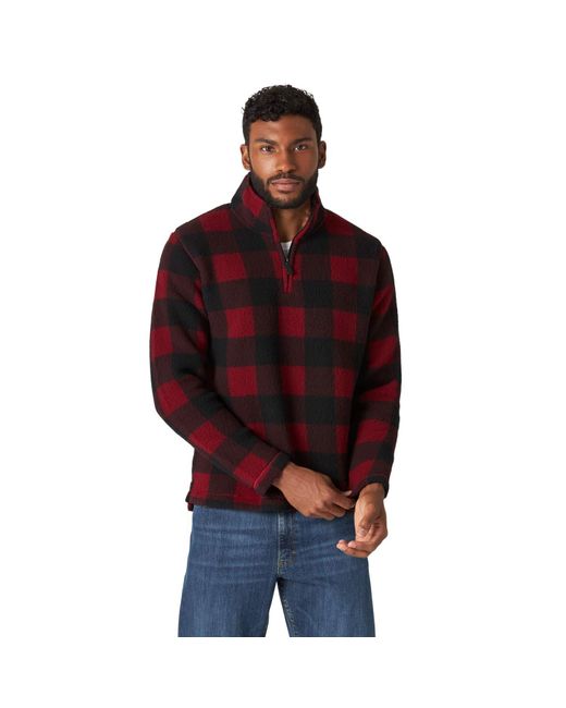 Wrangler Authentics Wooly Fleece Quarter Zip Pullover Hemd in Red für Herren