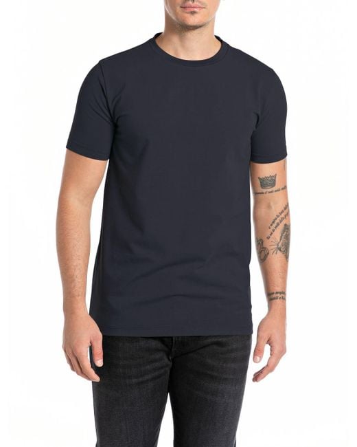 Replay T-Shirt Kurzarm Basic in Blue für Herren