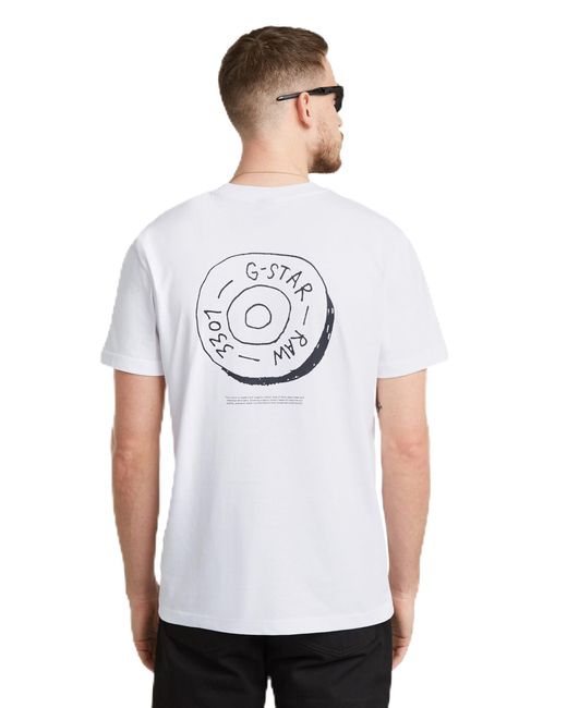 G-Star RAW White Button Illustration R T T-shirt for men
