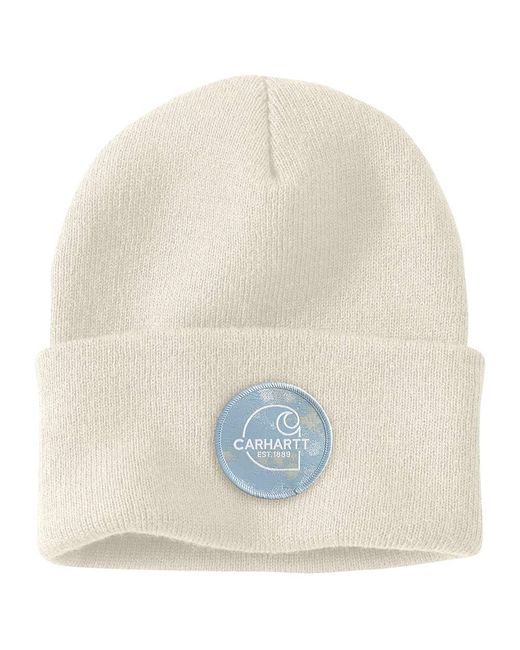 Carhartt White Knit Watercolor Camo Patch Beanie for men