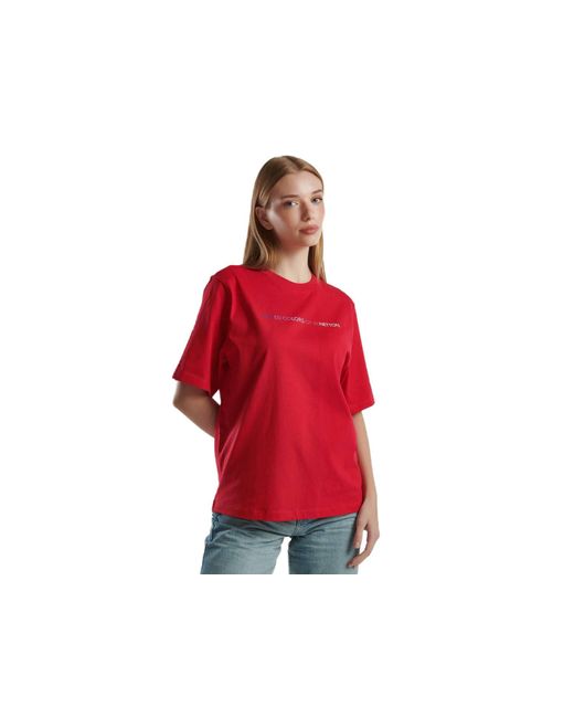 Benetton Red 3bl0d1081 T-shirt