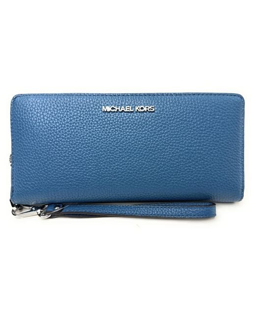 Michael Kors Blue Large Pebbled Leather Continental Wallet