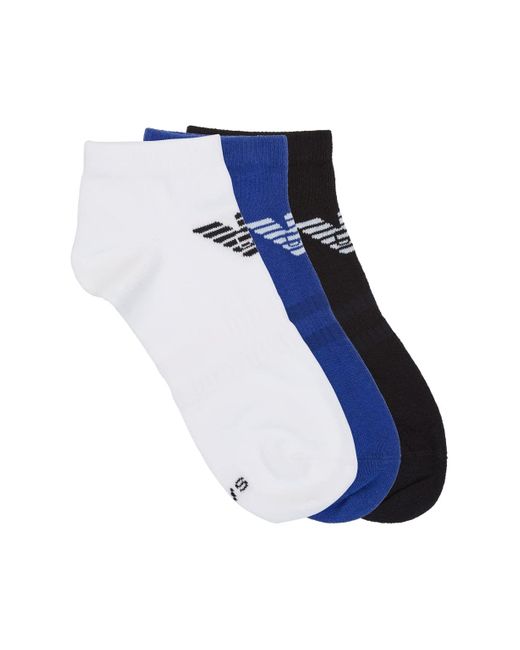 Emporio Armani Casual 3-Pack 3 Pack Sneaker Socks in Blue für Herren