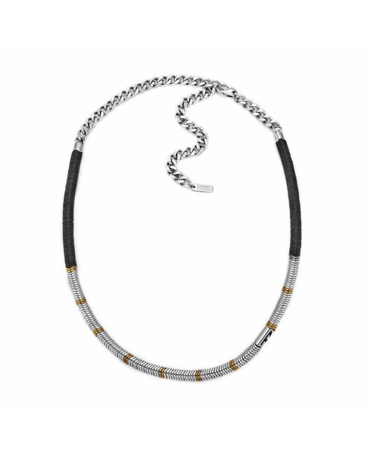 Collier pour homme en acier inoxydable 2 tons avec fermoir mousqueton DIESEL pour homme en coloris Metallic