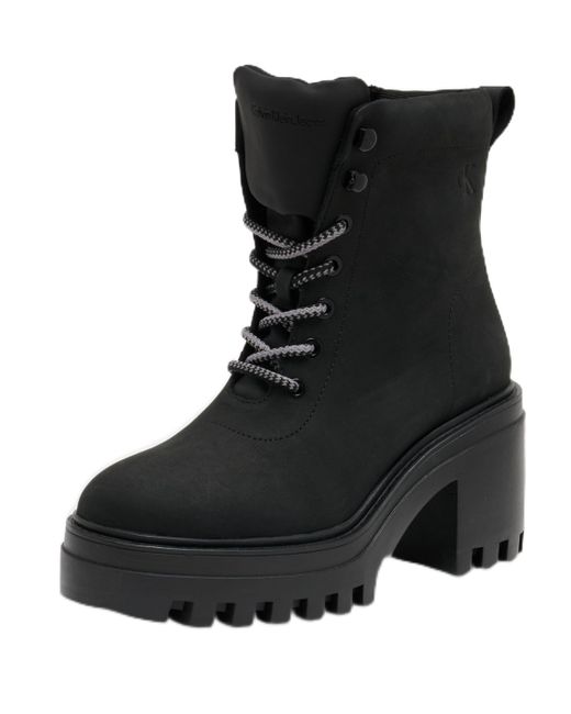 Botines de media caña Mujer Chunky Heeled Zip con tacón Calvin Klein de color Black
