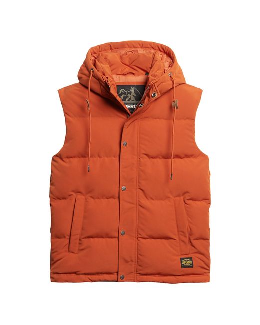 Superdry Orange Hooded Vest Jacket for men