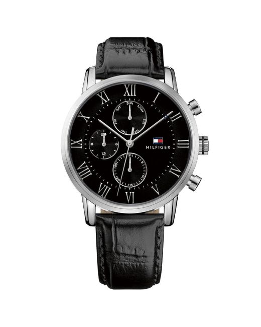 Reloj Analógico de Cuarzo multifunción para Hombre con Correa en Piel Negro - 1791401 Tommy Hilfiger de hombre de color Black