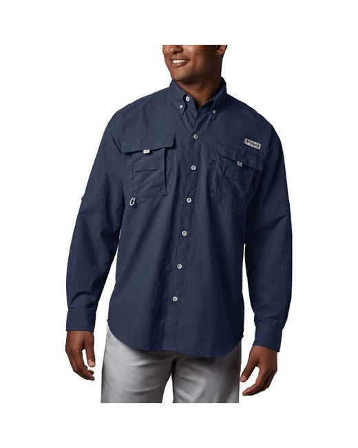 Columbia Blue Men's Pfg Bahamatm Ii Long Sleeve Shirt - Tall, Collegiate Navy, 2x/tall for men