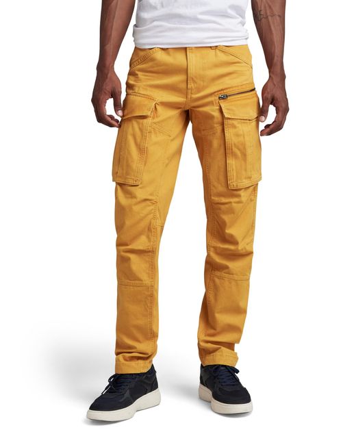 G-Star RAW Yellow Rovic Zip 3d Straight Tapered Trousers for men