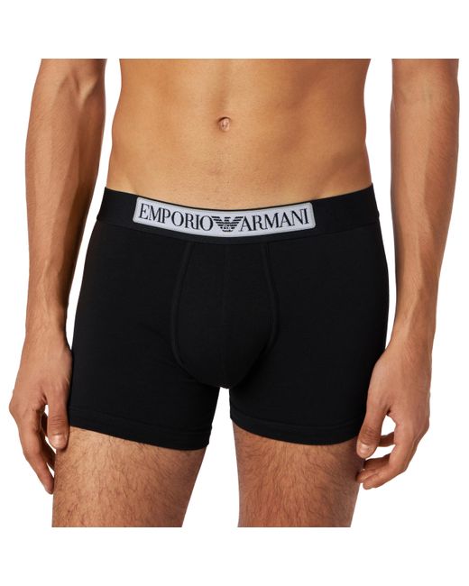 Underwear Boxer Logo Label Caleçon Emporio Armani pour homme en coloris  Noir | Lyst