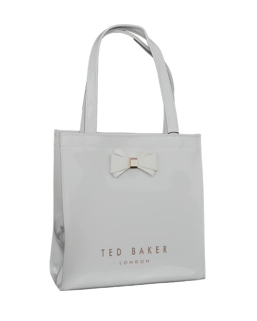 Ted Baker Aracon Plain Bow Small Icon Tote Bag In Light Grey in Grey ...