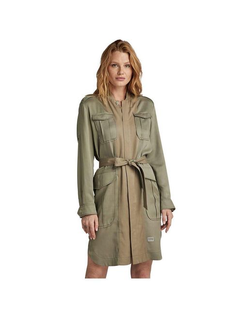 G-Star Field Belt Casual Jurk Met Lange Mouwen Voor in het Green