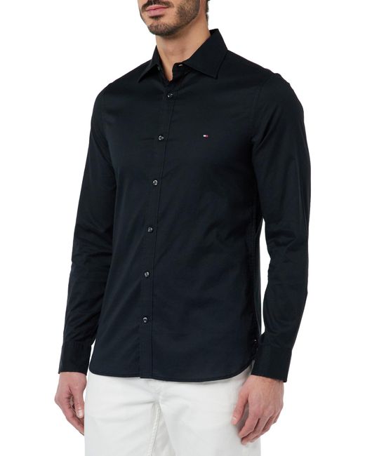 Tommy Hilfiger Blue Kent Collar Flex Poplin Sf Shirt Casual Shirts for men