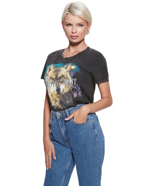 Guess Blue Short Sleeve Into The Night Easy Tee