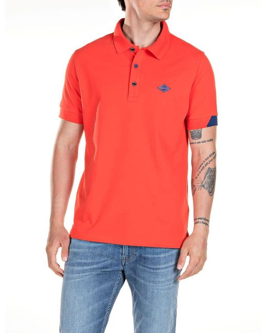 Replay Embroidered Logo Polo Shirt for men