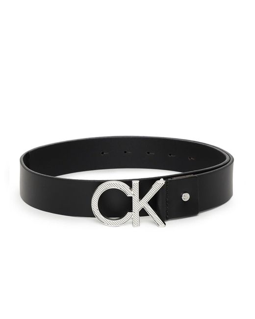Cintura Uomo Metal Diagonal 3.5 cm Cintura in Pelle di Calvin Klein in Black da Uomo