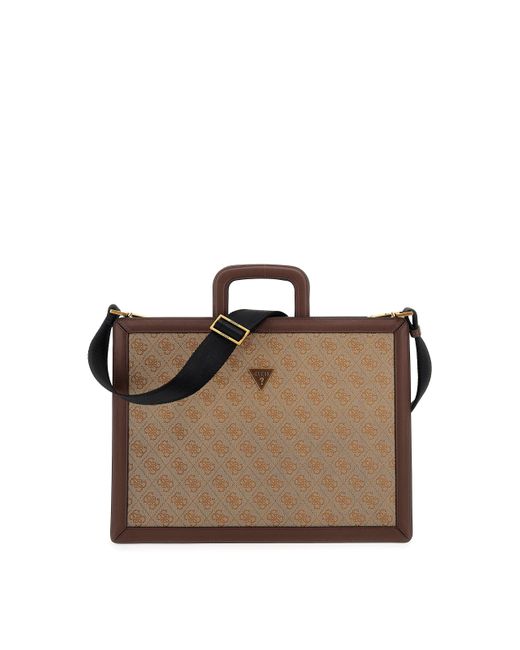 Guess Brown Nezzola Smart 4g-logo Briefcase for men
