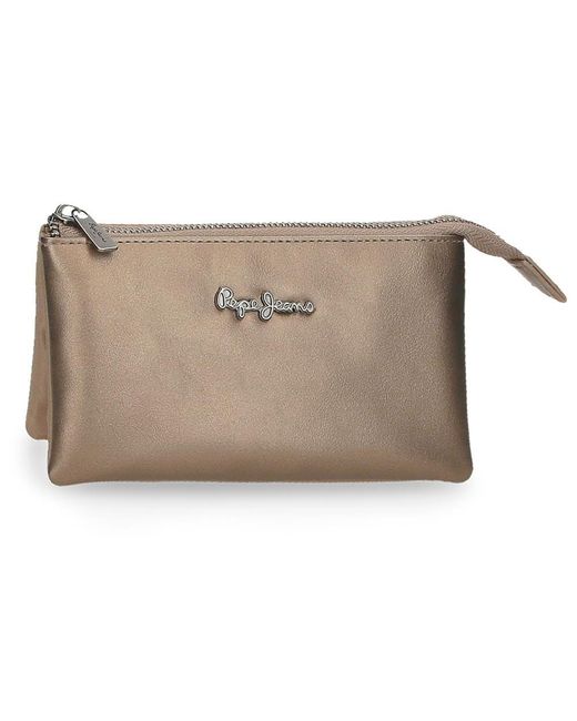 Pepe Jeans Natural Ruby Toiletry Bag Three Compartments Beige 17.5x9.5x2cm Polyester And Pu 0,33l By Joumma Bags