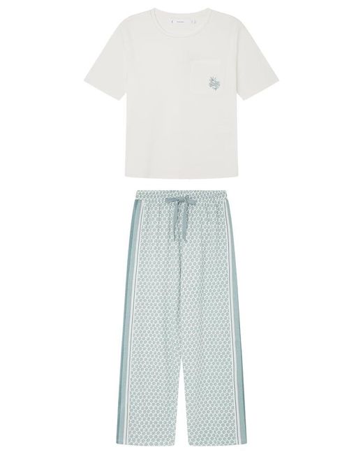 Women'secret Capri Daily Aquamarine Pyjama Voor in het White