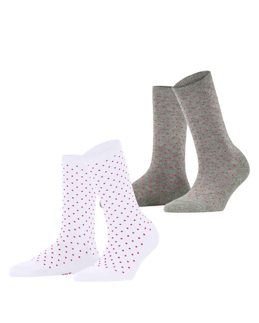 Esprit White Socken Fine Dot Multipack W So Baumwolle gemustert 2 Paar