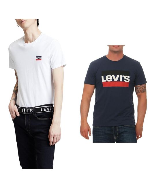 Levi's T-shirt Sportwear White/mineral Black M T-shirt Dress Blues M for men