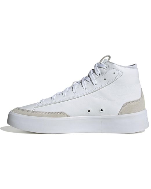 Adidas White Znsored Hi Prem Leather Shoes-Mid
